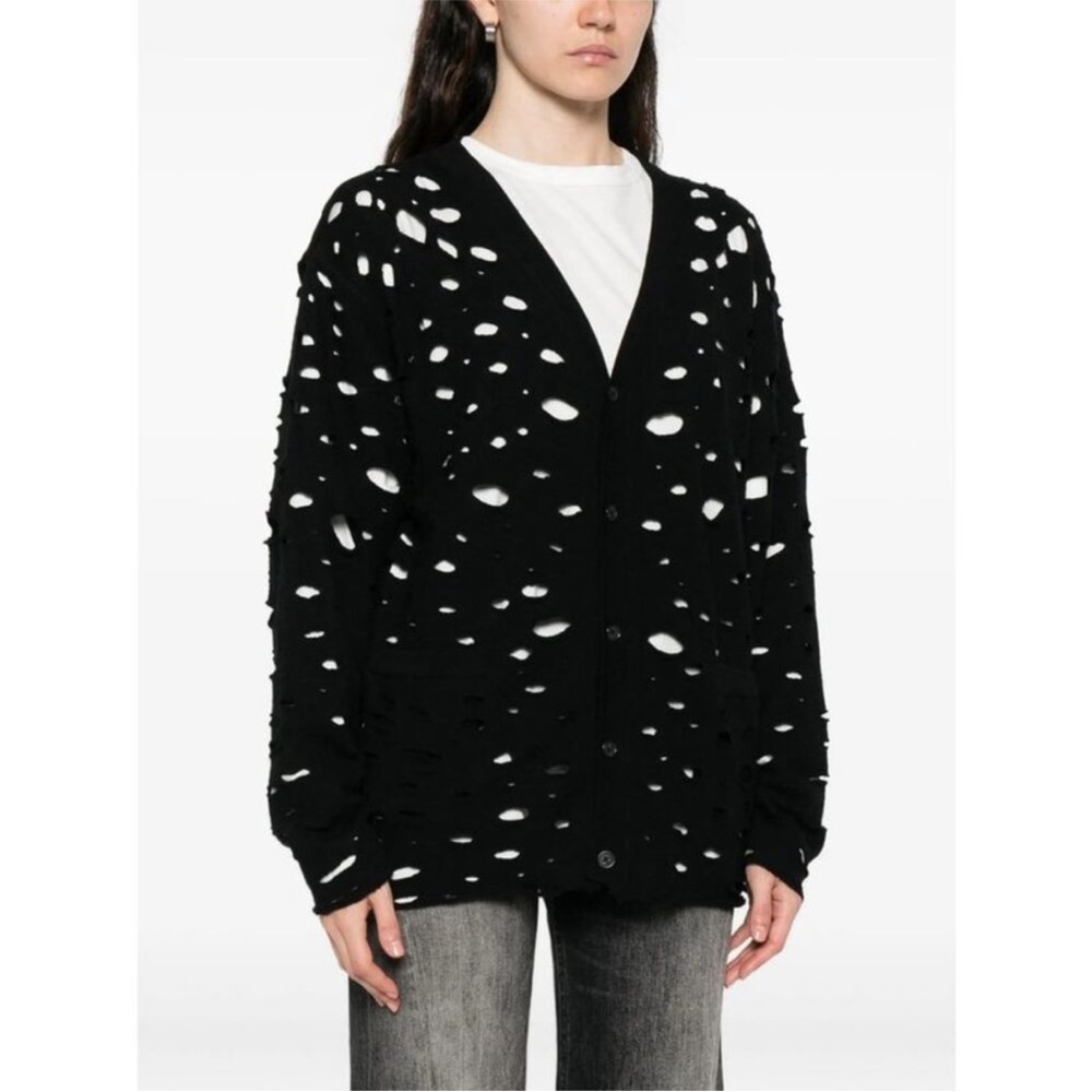 R13 Ripped Boyfriend Cardigan Black